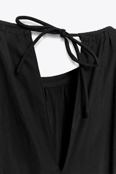 Zara ZW COLLECTION RUCHED POPLIN DRESS - Black