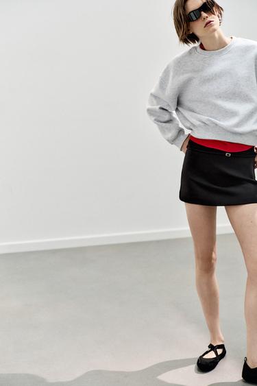 FALDA PANTALÓN CINTURÓN - Negro de Zara