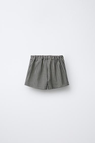 JUPE-SHORT À CARREAUX - Écru de Zara - Image 1