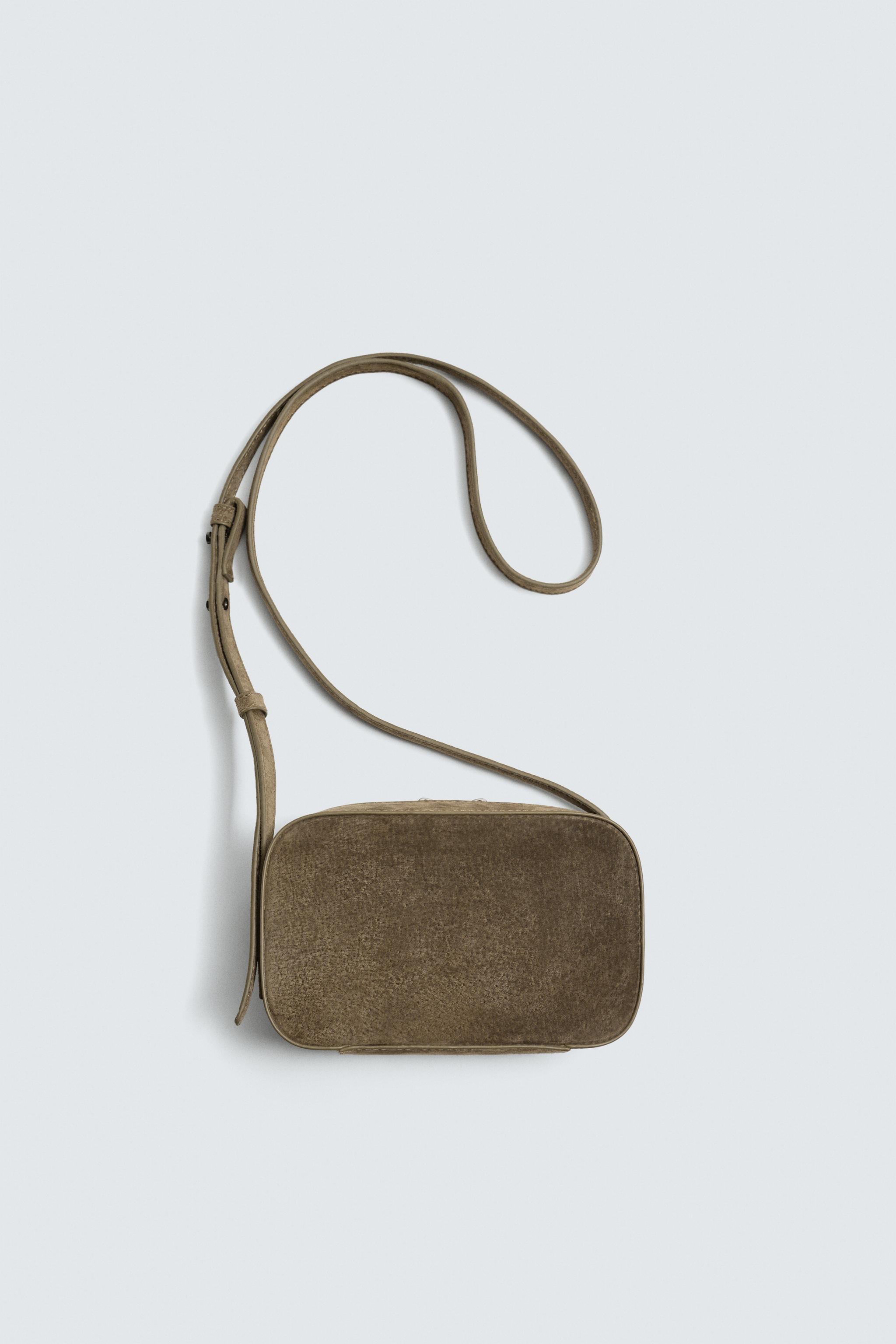 LEATHER CROSSBODY BAG - Khaki Green | ZARA Cambodia