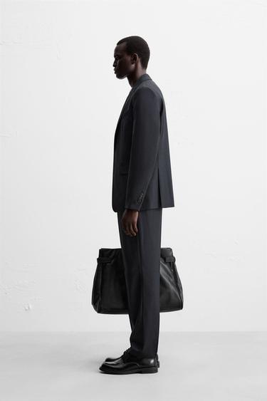 HERRINGBONE SUIT BLAZER - Navy blue by Zara - Image 3