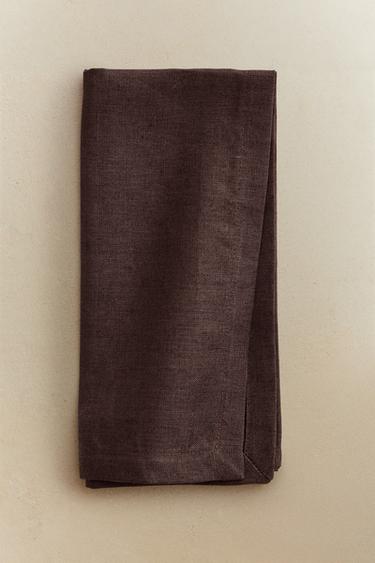 Zaras FLERPACK ENFÄRGADE LINNESERVETTER - Mörkbrun