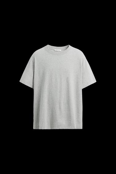 Zara IRREGULAR TEXTURED T-SHIRT - Gray marl - Image 0