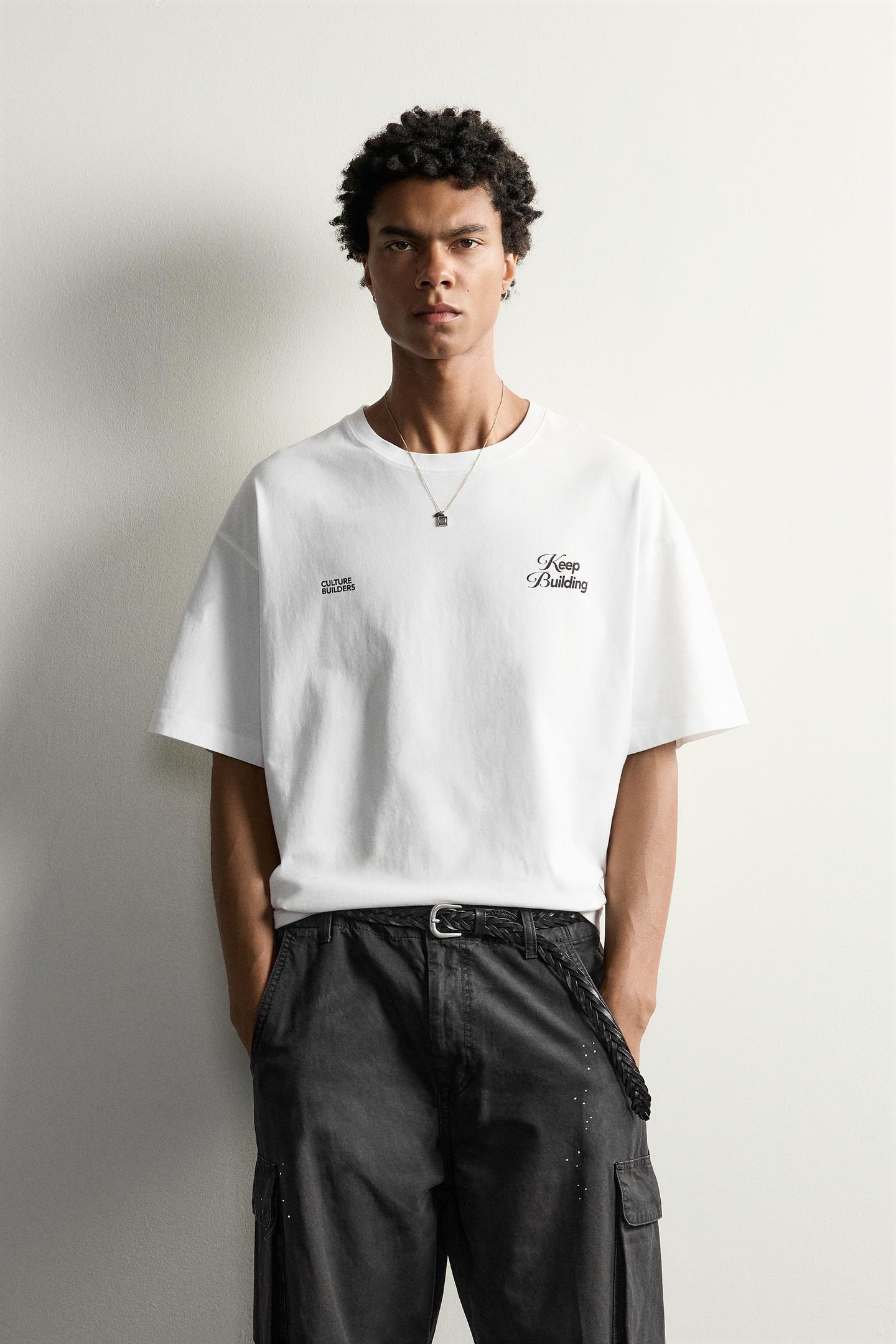 Мужская футболка Zara Relaxed Fit Dice Print, цвет: Белый — фото 2
