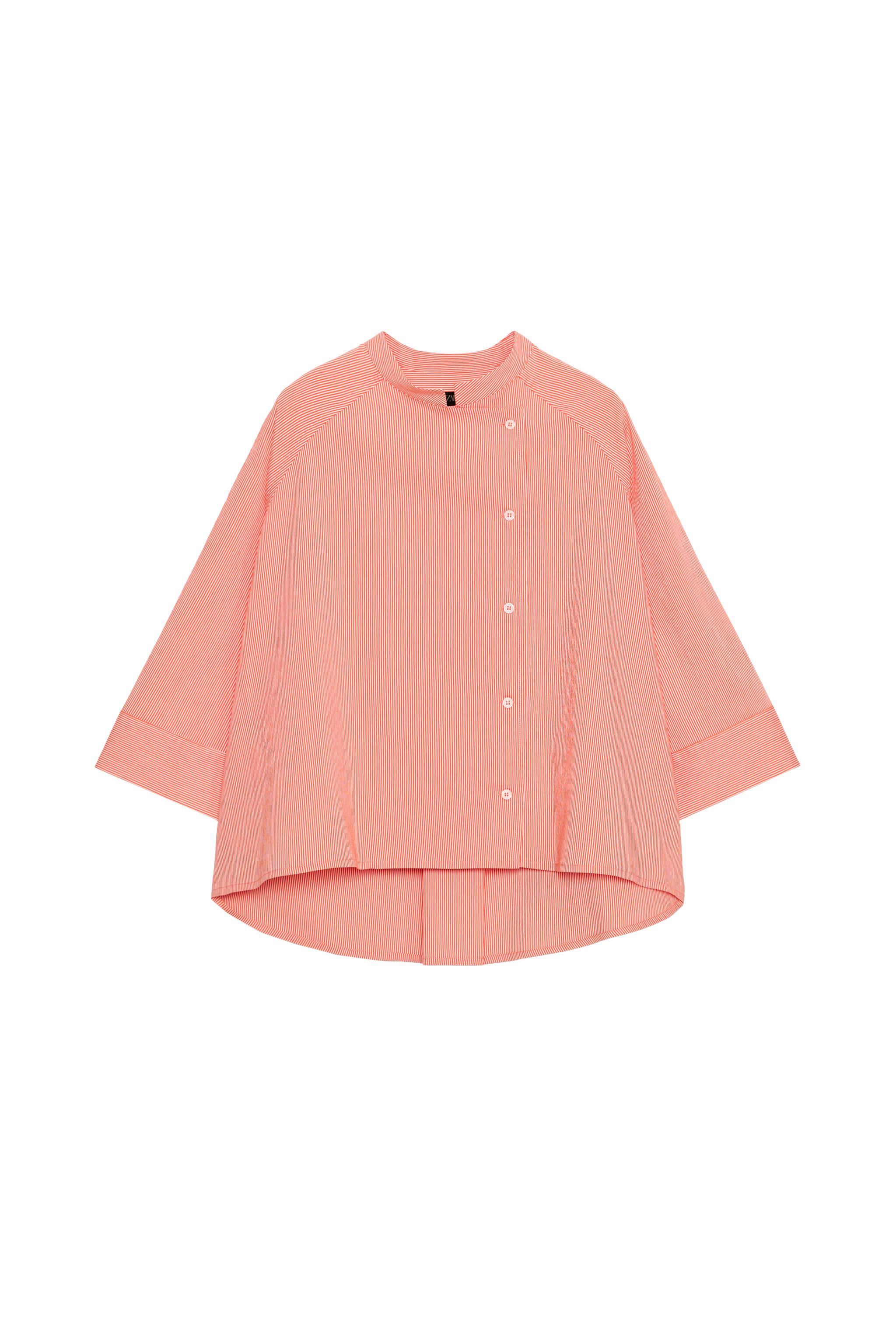 ZW COLLECTION ASYMMETRIC STRIPED SHIRT - Tangerine | ZARA United