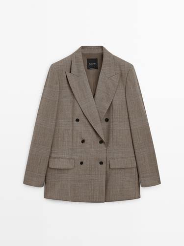 Zara Check wool suit blazer - Beige