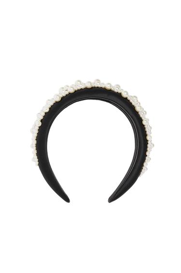 SATIN HEADBAND WITH PEARL BEADS