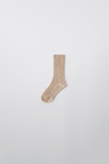 Zara WOOL AND CASHMERE SOCKS - taupe brown