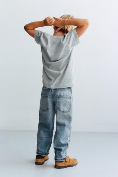 SPODNIE JEANSOWE O KROJU BAGGY Z ROZDARCIAMI - Niebieski stonowany Zara