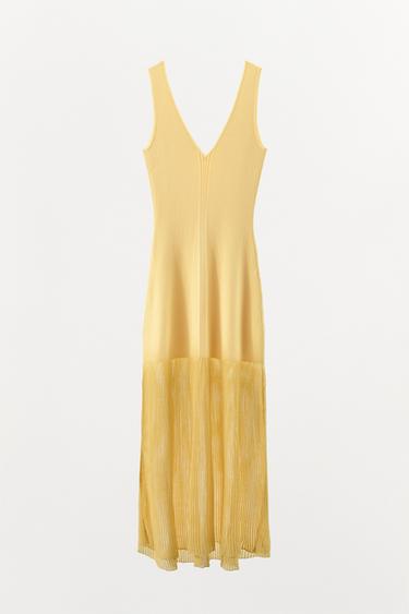 COMBINED RIB KNIT DRESS - Yellow by Zara - Image 6