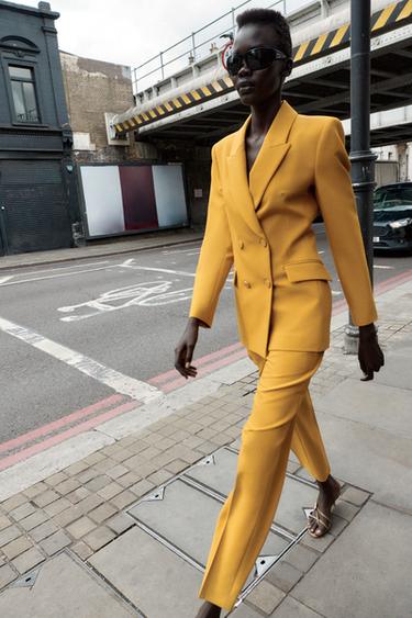 DOUBLE-BREASTED BLAZER WITH SHOULDER PADS - Mustard by Zara - Image 5
