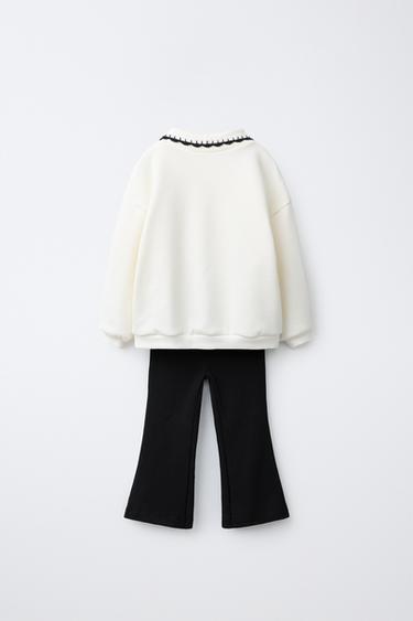 DISNEY MINNIE MOUSE SWEATSHIRT AND FLARE LEGGING SET — Black / Ecru 2