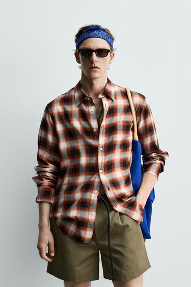 Zara FLOWY PLAID SHIRT AARON LEVINE X ZARA - Red