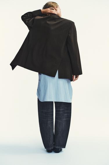 OVERSIZE PINSTRIPE BLAZER - Brown by Zara - Image 4