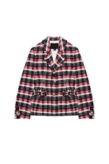 BLAZER PEPLUM A QUADRI ZW COLLECTION - Rosso di Zara