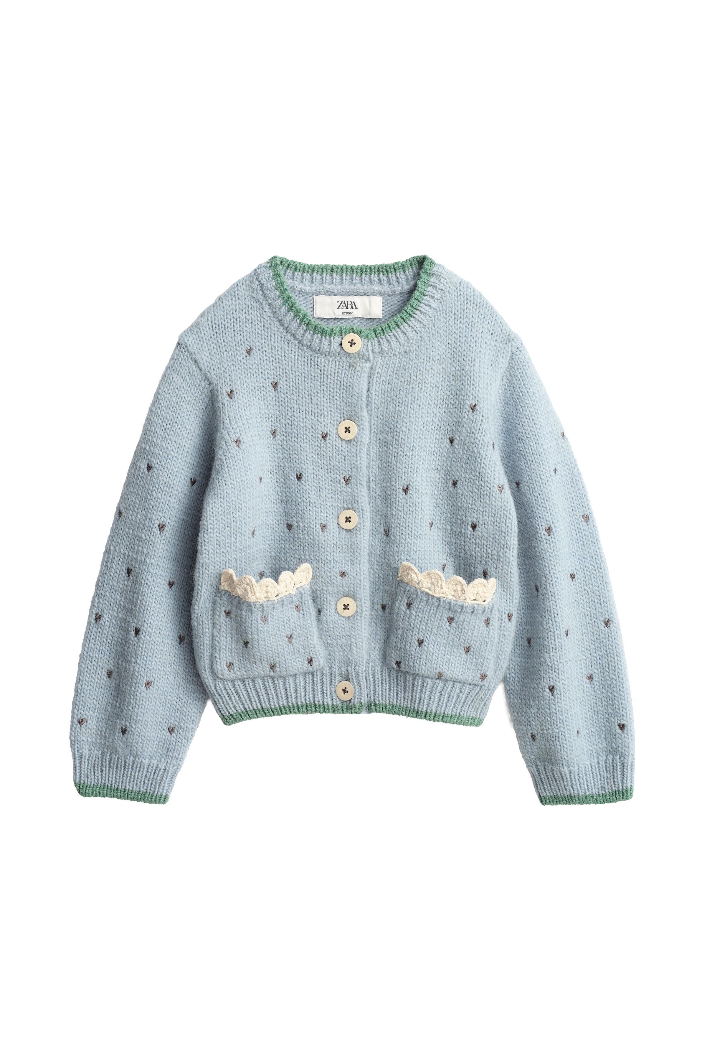 100% WOOL EMBROIDERED HEARTS LIMITED EDITION CARDIGAN