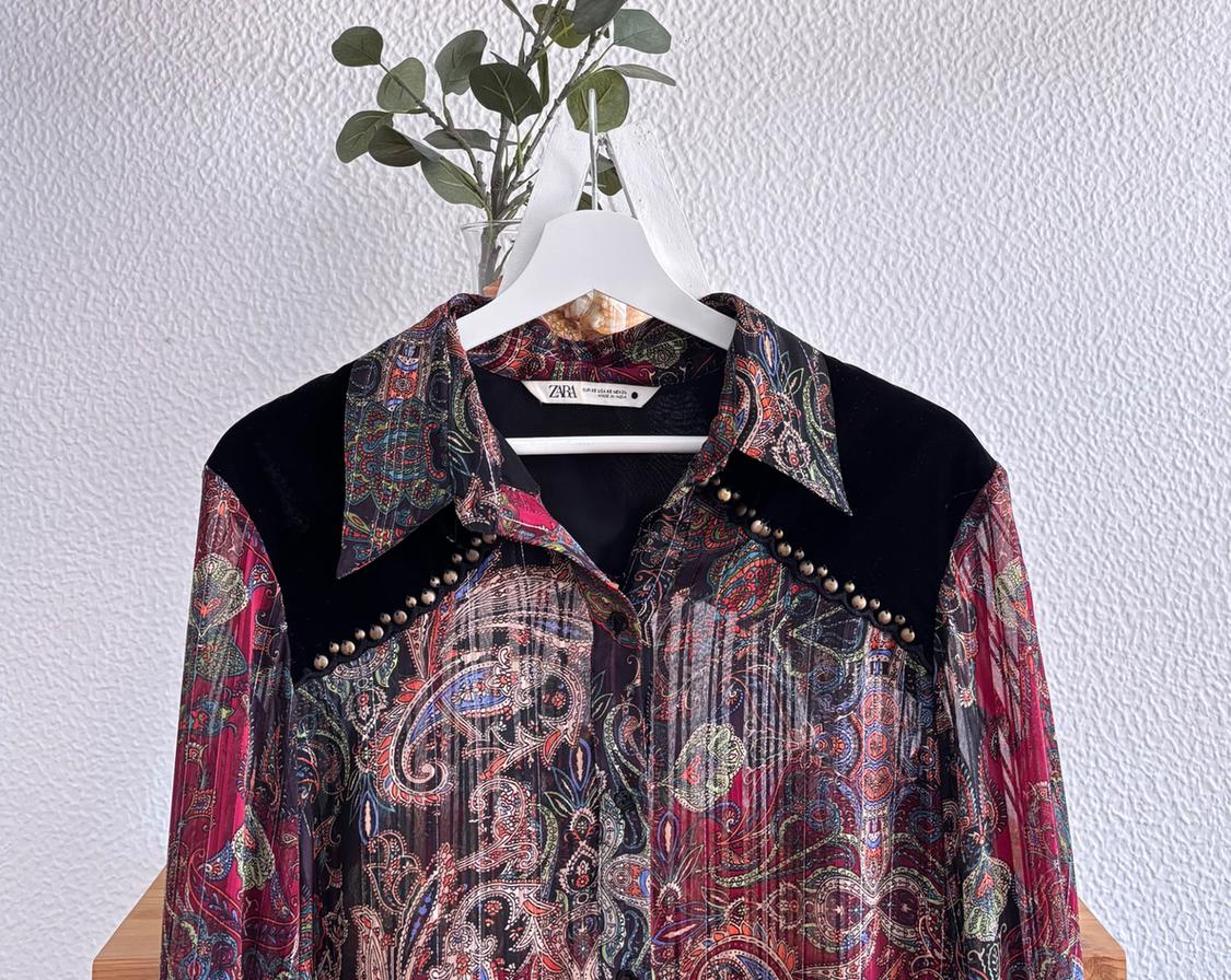 PRINTED VELVET BLOUSE - Image 2