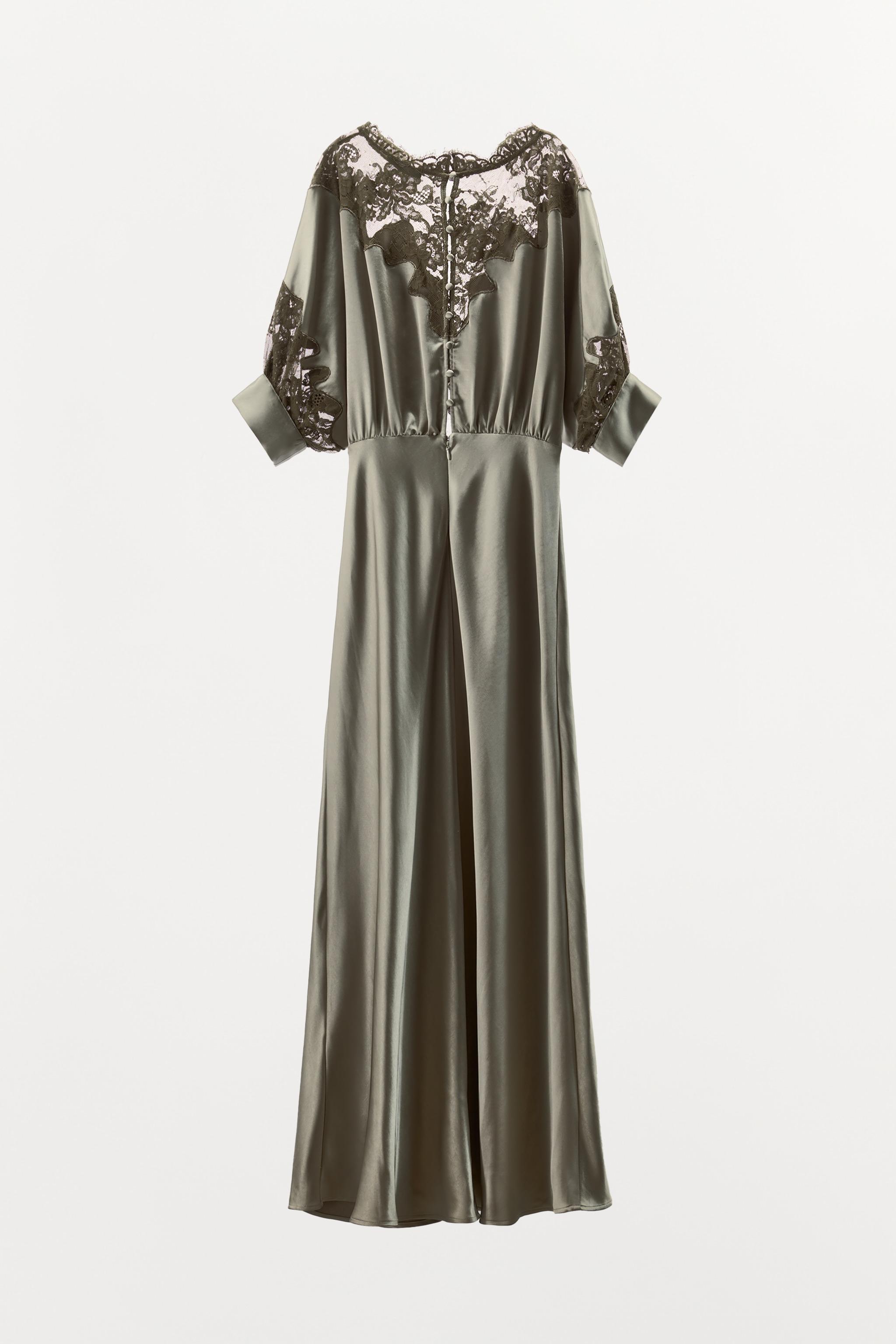 zara olive satin dress Zara Satin Olive Green Bow Dress by Zara
