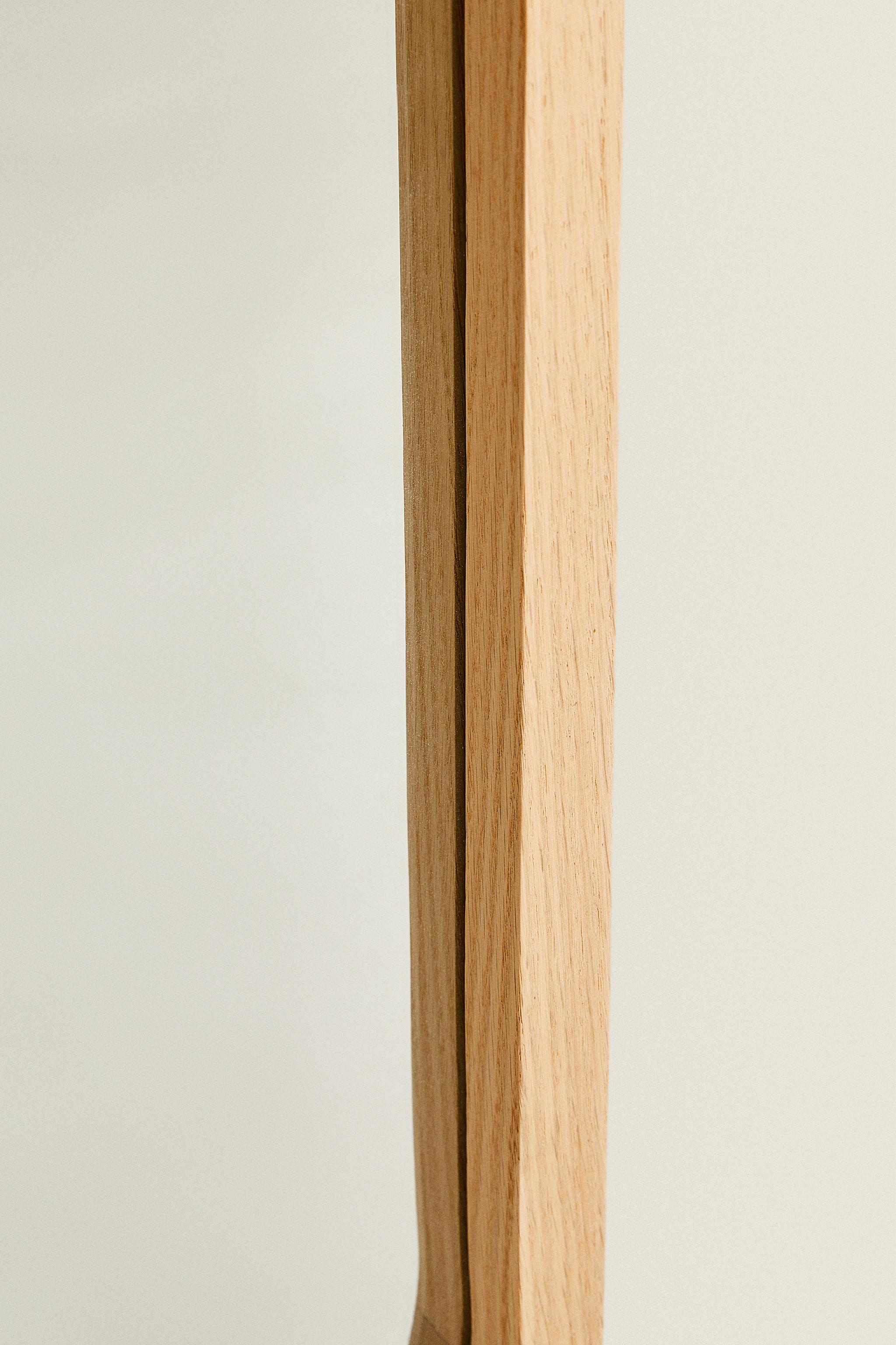 Round Full Length Mirror with Oak Wood Frame