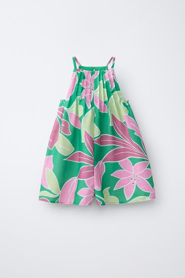 КОРОТКИЙ КОМБИНЕЗОН С ЦВЕТОЧНЫМ ПРИНТОМ — ЗЕЛЕНЫЙ от Zara