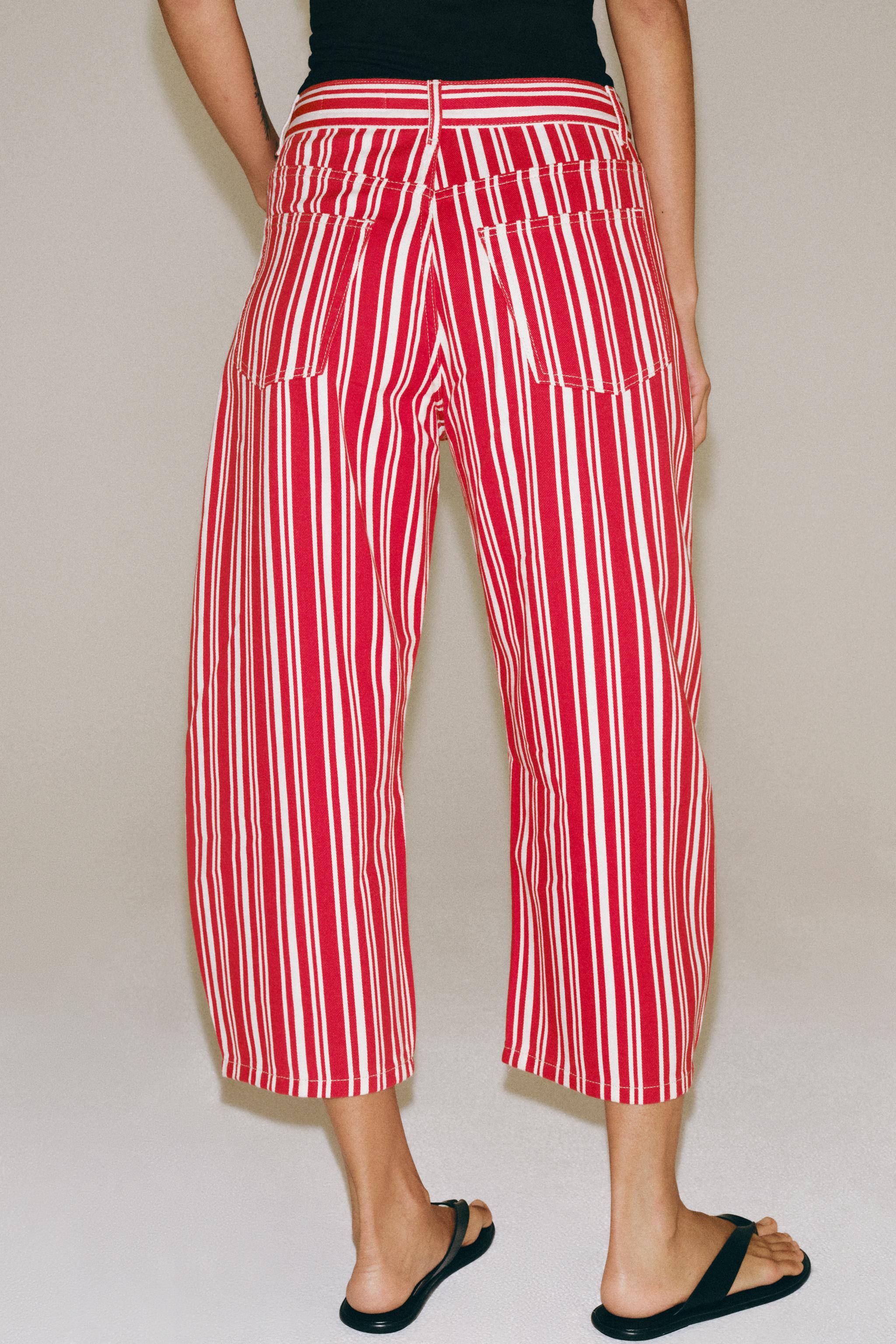 ZW COLLECTION STRIPED MID-RISE BALLOON CAPRI JEANS