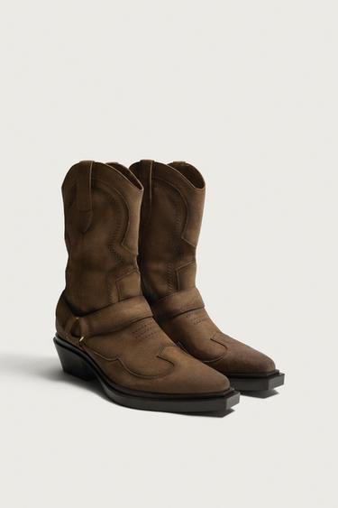LEATHER COWBOY BOOTS — Brown 2