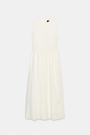 CONTRAST MIDI DRESS - Ecru by Zara - Image 9