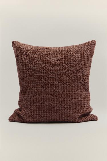 Zara WAFFLE-KNIT THROW PILLOW COVER - Pink