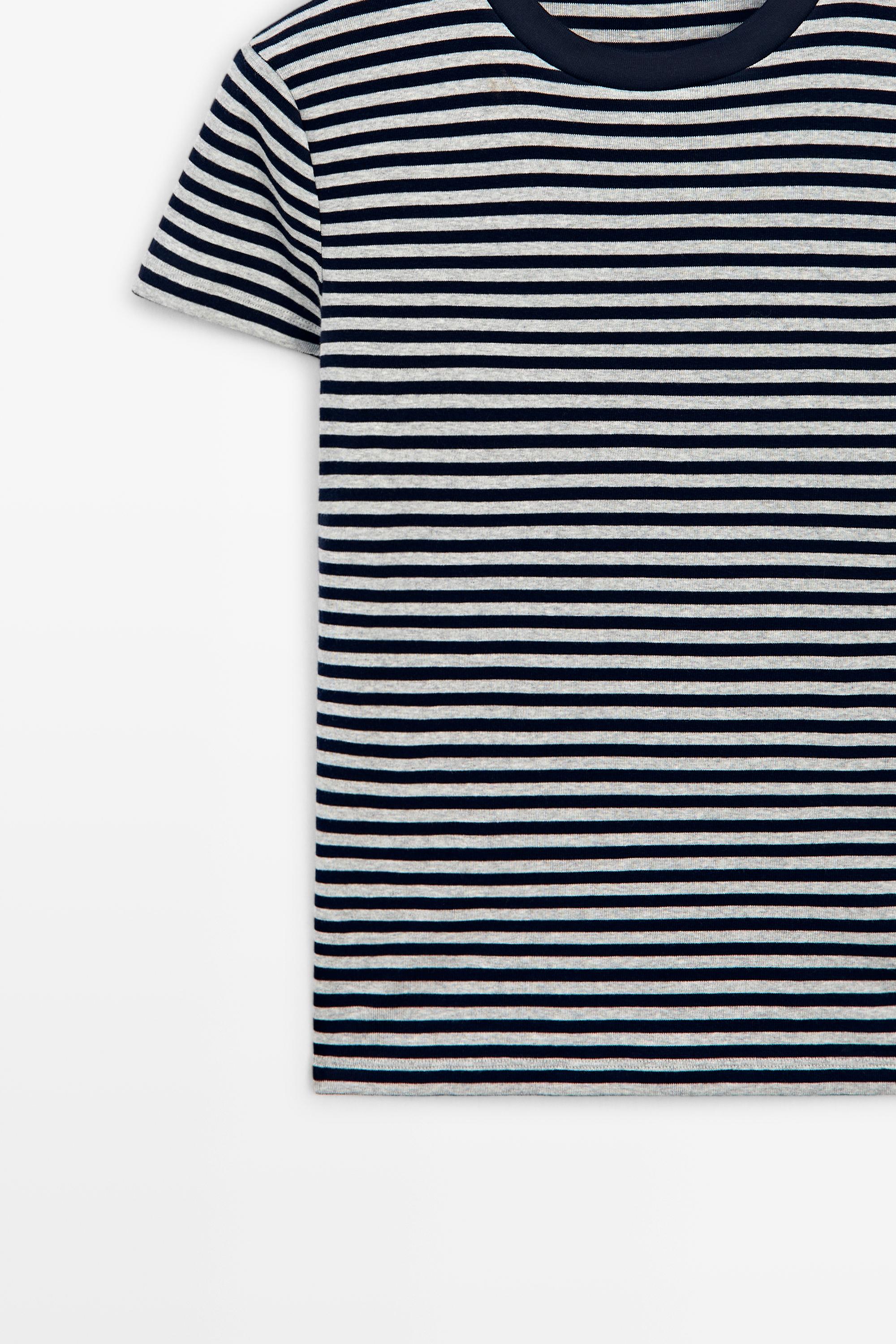 Ribbed striped short sleeve T-shirt