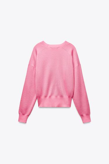 PULL EN MAILLE LISSE AVEC LAINE - Rose de Zara - Image 5