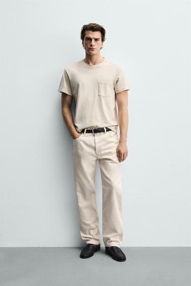 JEAN COUPE DROITE - Blanc cassé de Zara