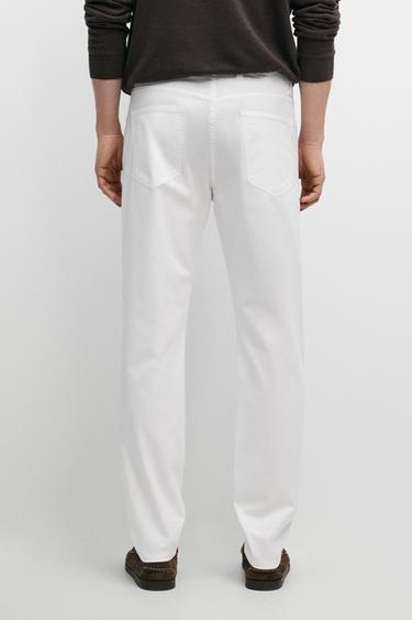 Zara Slim fit denim-effect trousers - White