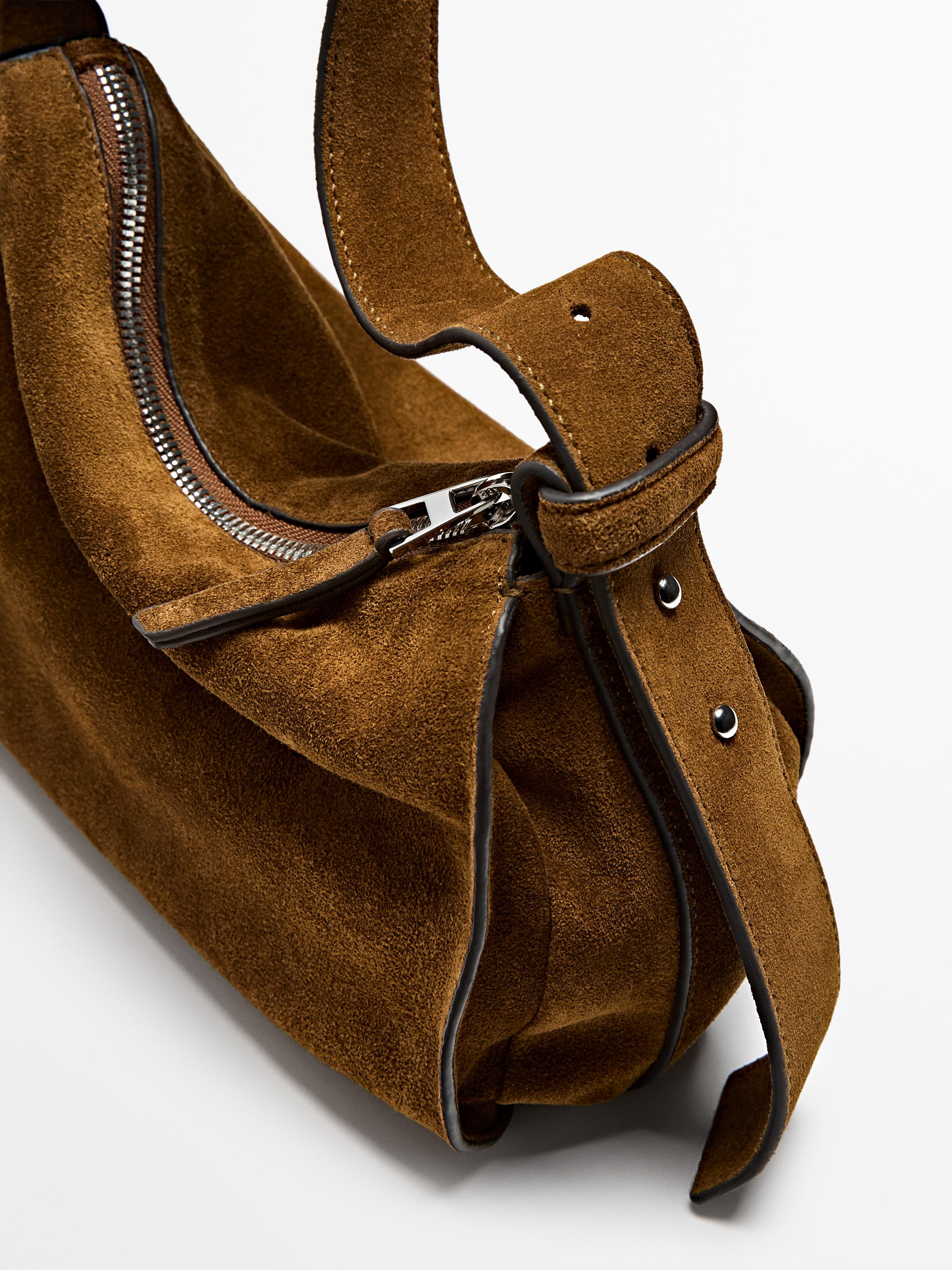 Petit sac porté épaule en croûte de cuir