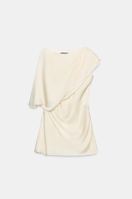 ZW COLLECTION DRAPED MINI DRESS - Ivory by Zara - Image 0