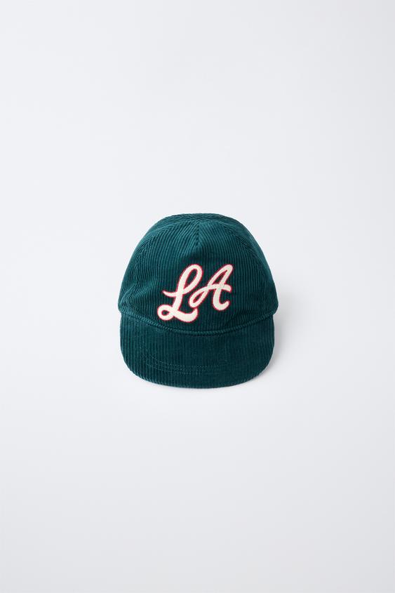 CORDUROY CAP WITH EMBROIDERED PATCH - Petrol blue by Zara - Image 0