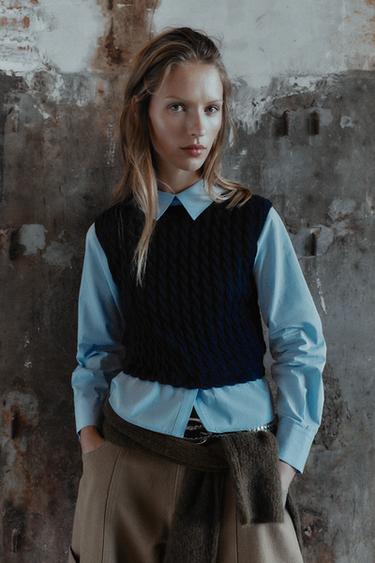 CAMISA COMBINADA DE POPELÍN - Marí de Zara