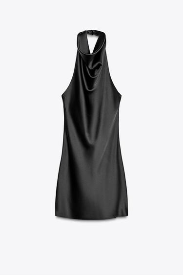SATIN HALTER MINI DRESS - Black by Zara - Image 5