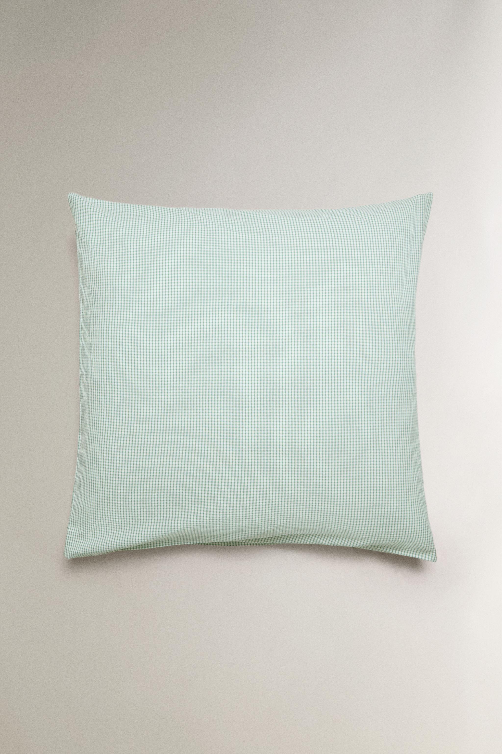 CHECK SEERSUCKER PILLOWCASE — Green