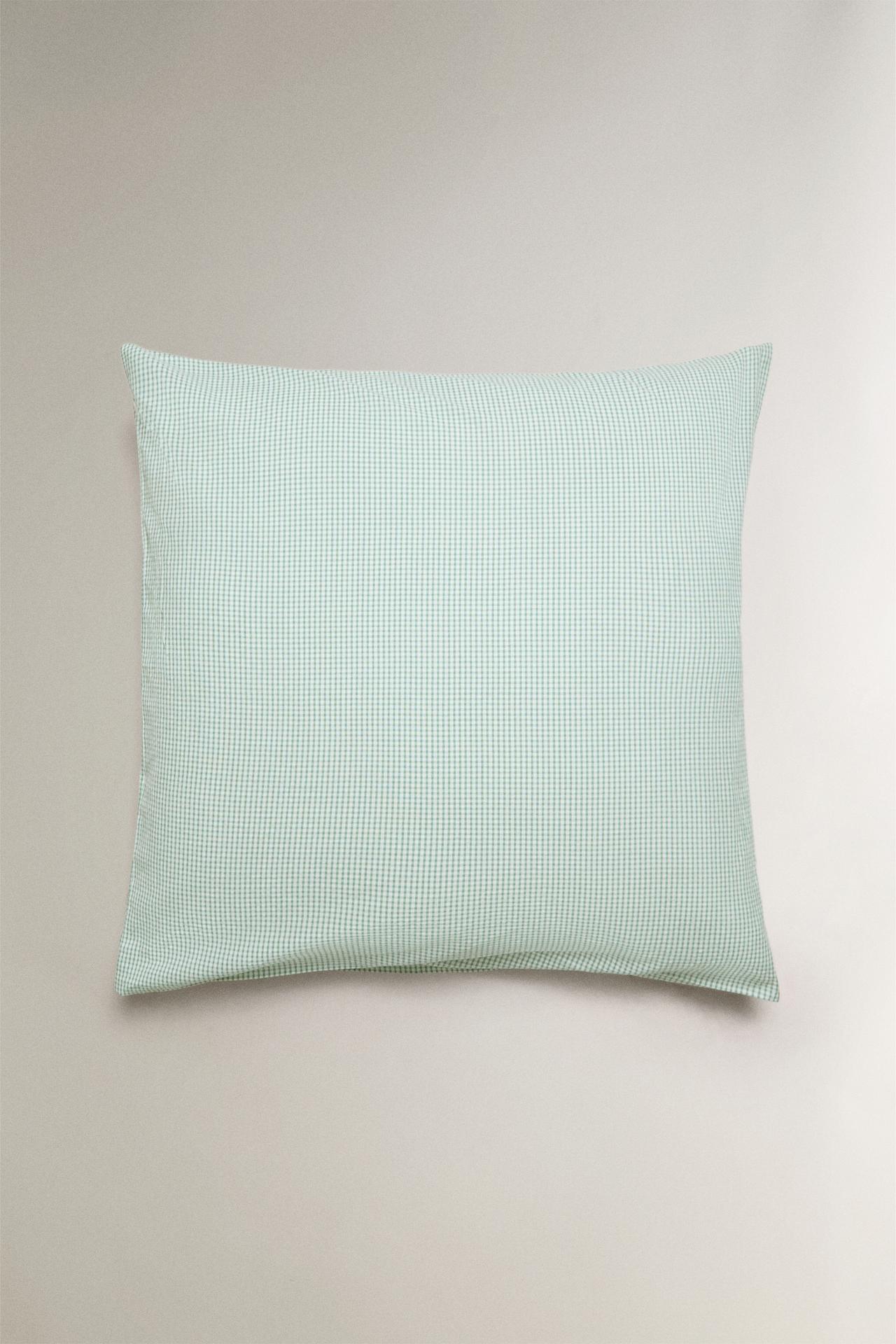 CHECK SEERSUCKER PILLOWCASE — Green