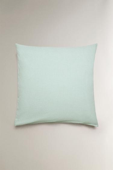 CHECK SEERSUCKER PILLOWCASE — Green 2