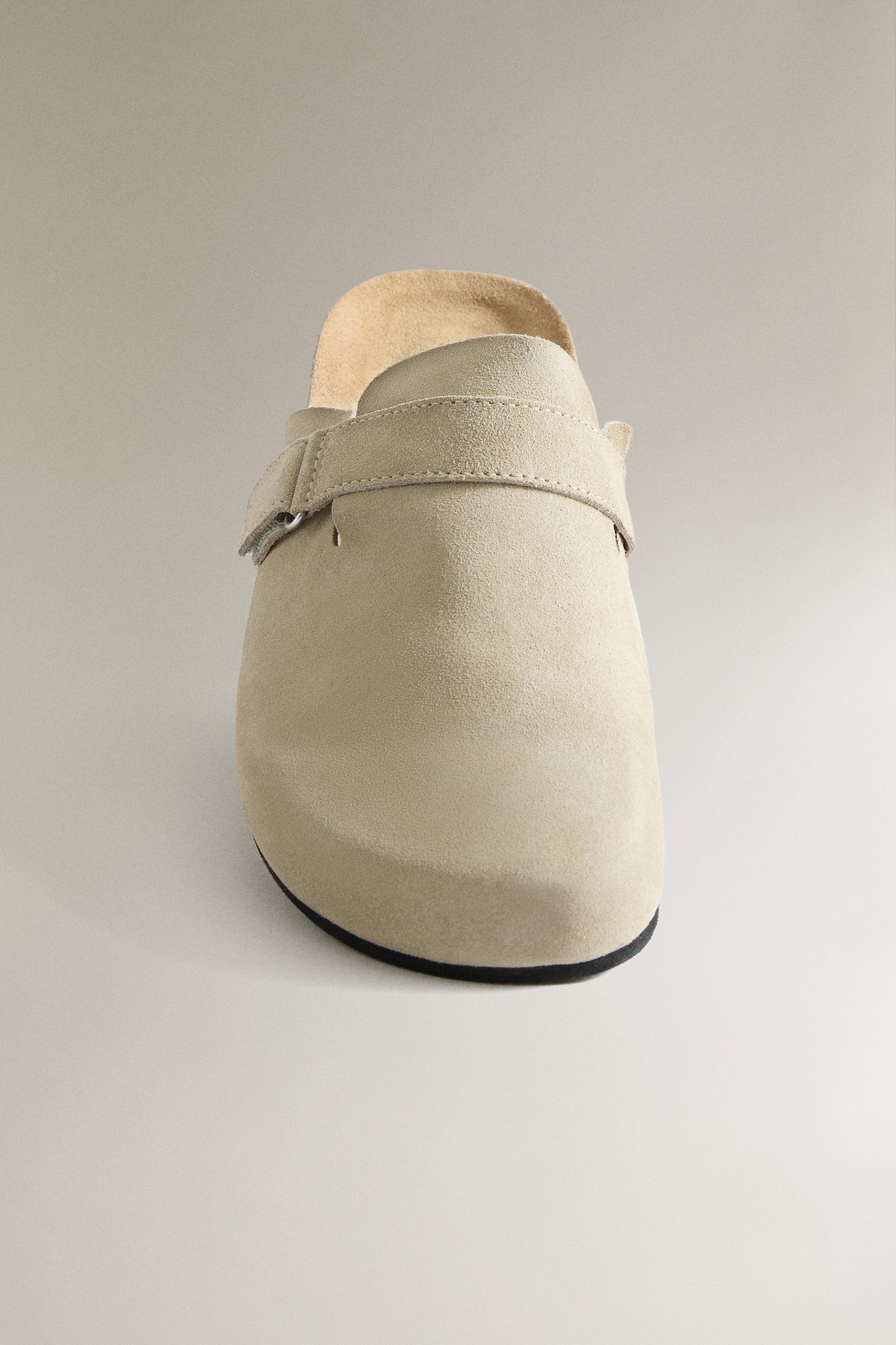 LEATHER MULE CLOGS WITH STRAP