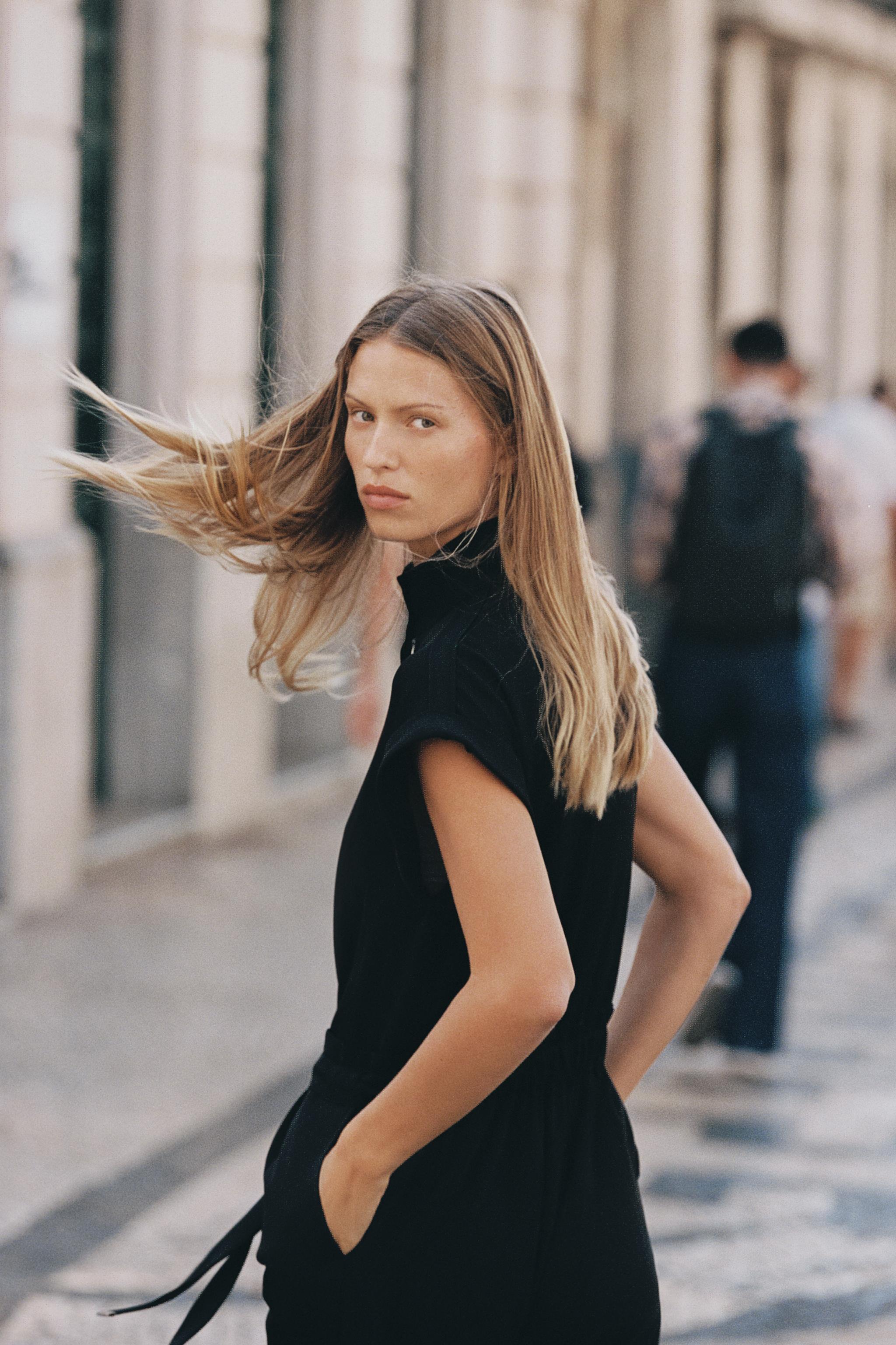 ベルト付きロングジャンプスーツ - ブラック | ZARA Japan / 日本