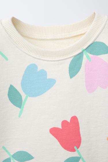 ENSEMBLE JOGGING T-SHIRT ET BERMUDA IMPRIMÉ POIDS MOYEN - Écru de Zara - Image 2