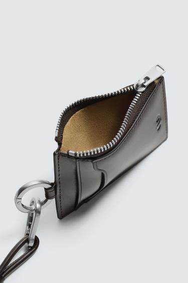 LEATHER PENDANT CARD HOLDER - Brown by Zara - Image 4