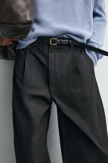 WIDE-LEG PLEATED TROUSERS - Brown by Zara - Image 4