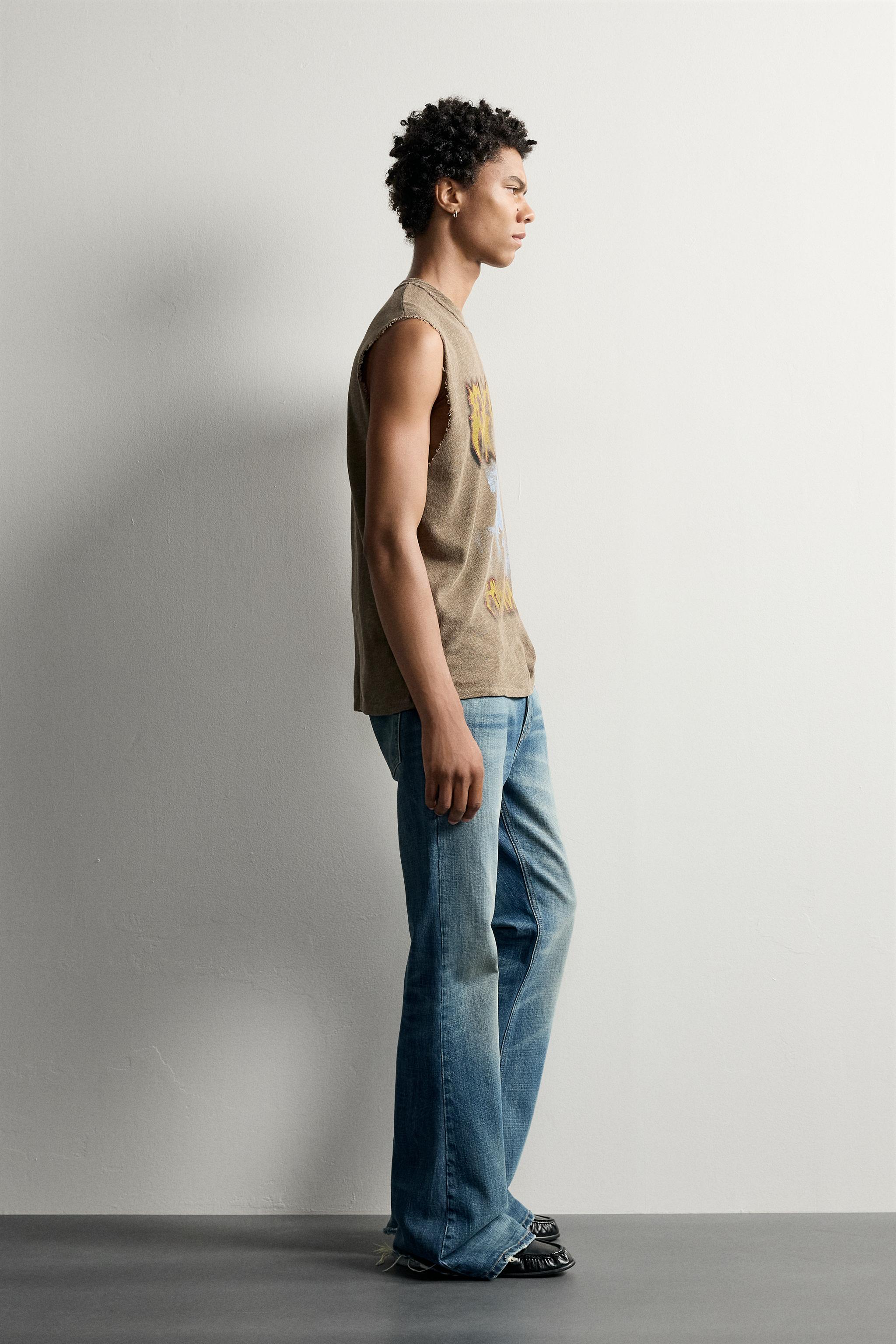 Мужские свитеры Zara WASHED GRAPHIC KNIT TANK TOP — фото 4