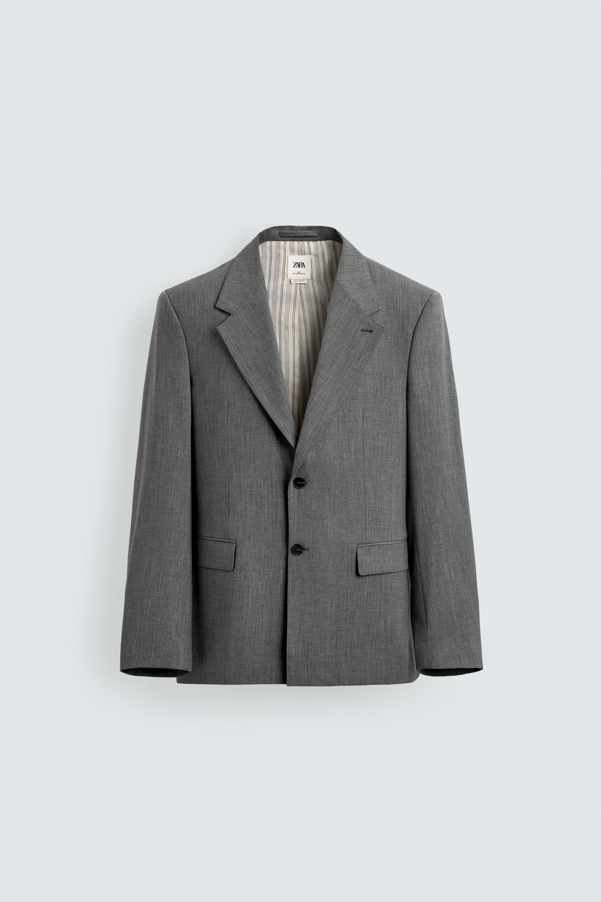 STRIPED TEXTURED SUIT JACKET