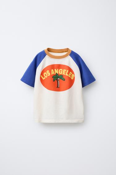 CAMISETA MANGA RANGLÁN PALMERA - Azulón de Zara - Imagen 0