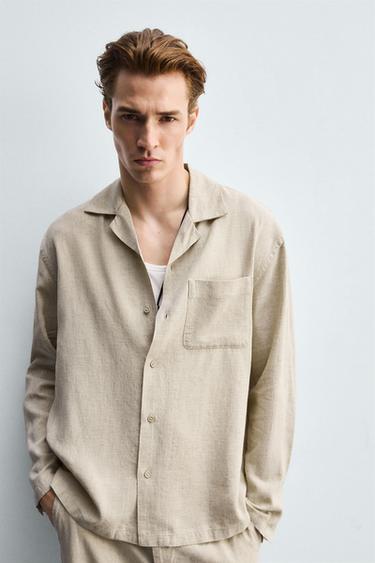 CAMISA FLUIDA DE LYOCELL - LINHO - Bege-claro da Zara