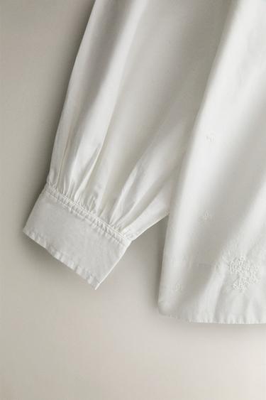 CHEMISE EN COTON BRODÉE - Blanc de Zara - Image 2